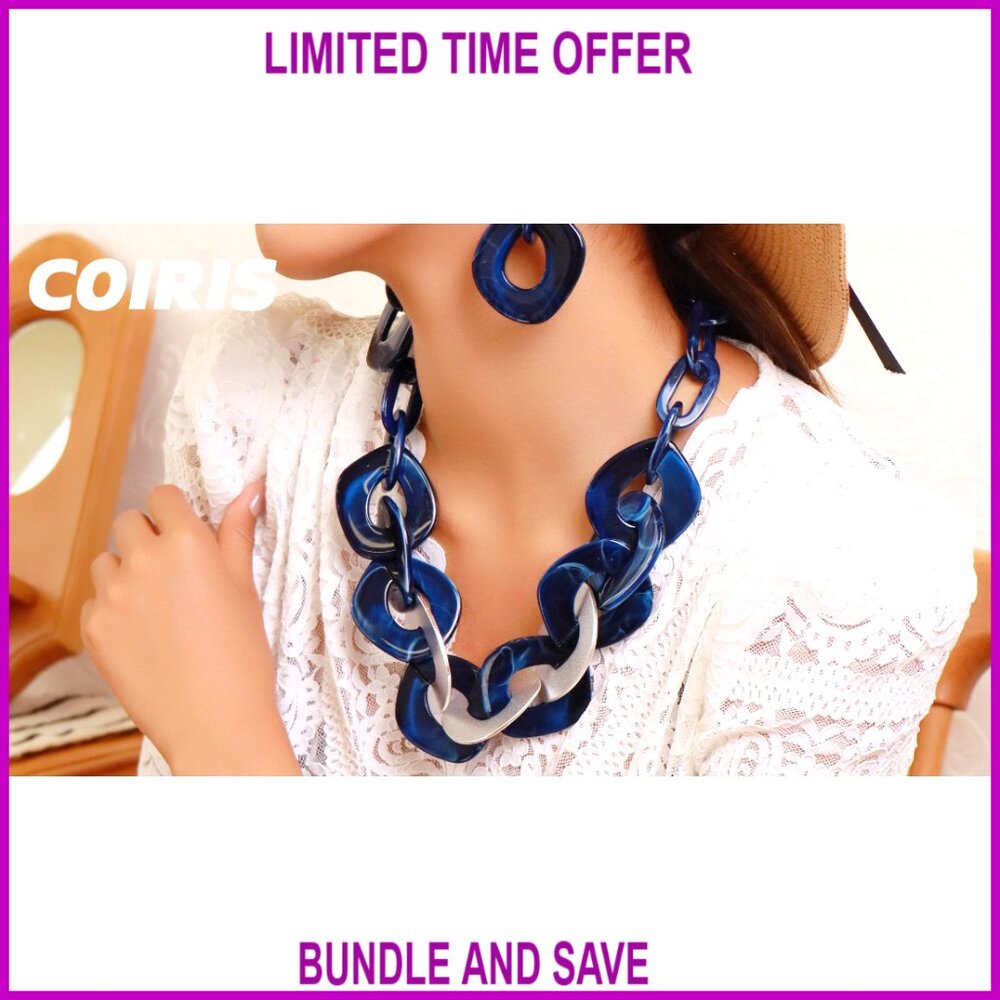 Chunky Statement Necklace Adjustable Length Acryl… - image 7